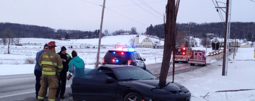 Car Strikes Utility Pole
